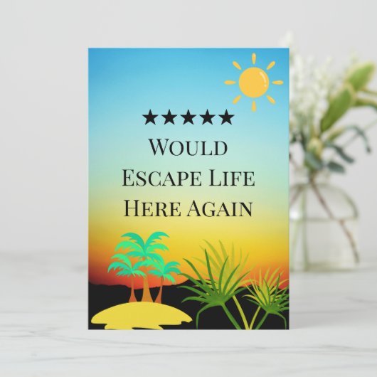 5 Star Rental Host Review Editable Guest Sunset  Bedankkaart (Staand voorkant)