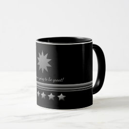 5-Star Silver Text Black Professional Business Mok