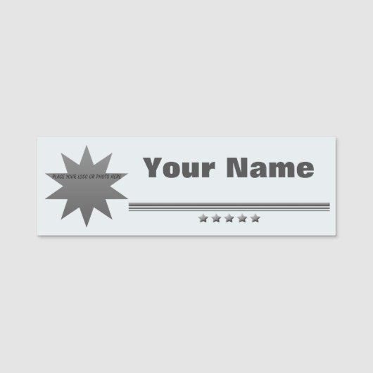 5 Star Silver Text Professional Name Tag (Voorkant)