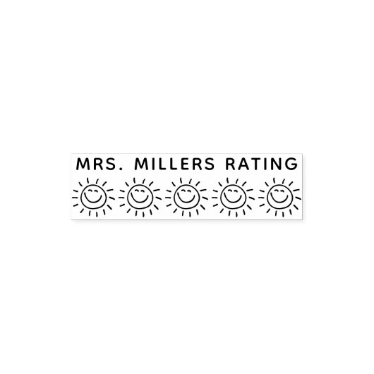5 Star Sun Smile Rating Review Book Teacher Zelfinktende Stempel (Design)