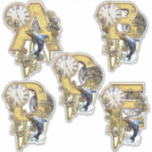 5 Steampunk A B C D E Sculptuur Sticker (Voorkant)