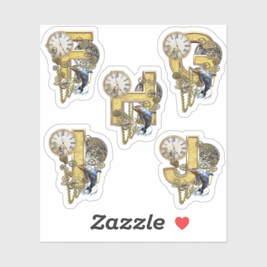5 Steampunk F G H E J Sculpture Sticker (Vel)