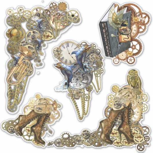 5 Steampunk scculptuur Sticker (Voorkant)