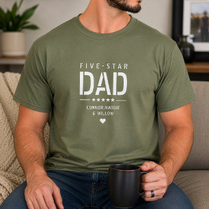 5 STER PAPA Modern Koel Aangepaste Tekst Vaderdag T-shirt
