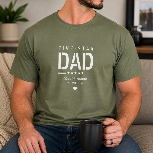 5 STER PAPA Modern Koel Aangepaste Tekst Vaderdag T-shirt