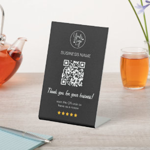 5 Ster Review QR Code Business Reviewen Black Reclamebord Met Voetstuk