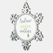 5 sterren Afstuderen Tin Sneeuwvlok Ornament (Rechts)