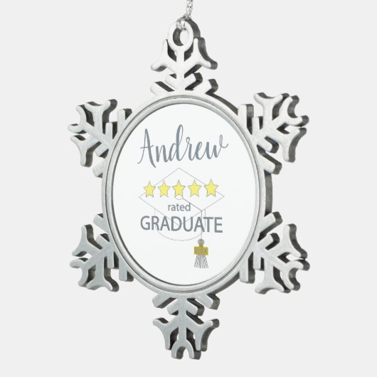 5 sterren Afstuderen Tin Sneeuwvlok Ornament (Rechts)