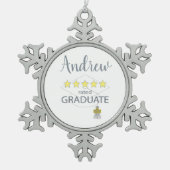 5 sterren Afstuderen Tin Sneeuwvlok Ornament (Voorkant)