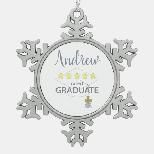 5 sterren Afstuderen Tin Sneeuwvlok Ornament (Voorkant)