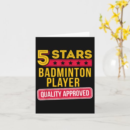 5 Sterren Badminton Speler - Grappig Racquet Sport Kaart (Gele Bloem)