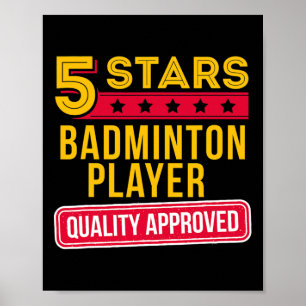 5 Sterren Badminton Speler - Grappig Racquet Sport Poster
