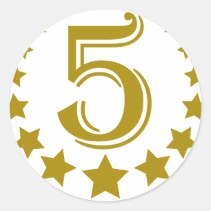5 sterren-Birthday.png Ronde Sticker