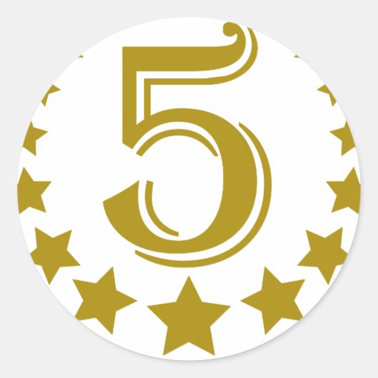5 sterren-Birthday.png Ronde Sticker (Voorkant)
