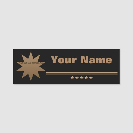 5-sterren Gold Black Professional, geborsteld Naamplaatje (Voorkant)