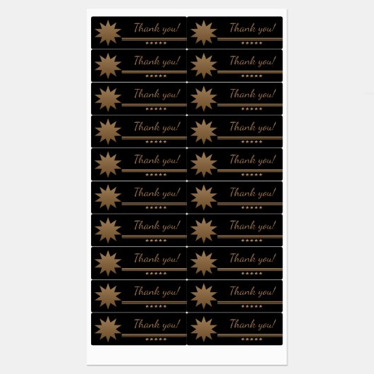 5 sterren Gold Text Black Hartelijk dank voor wate Labels (Vel)