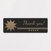 5 sterren gouden tekst zwarte bedanklabels wateraf labels (Design 2)