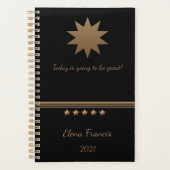 5 sterren in geborsteld Gold Black Professional Planner (Voorkant)