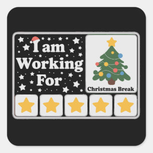 5 sterren kerstboom ben aan het werk voor kerstvak vierkante sticker