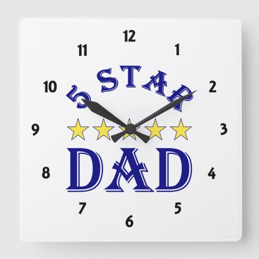 5 sterren papa vierkante klok (Voorkant)