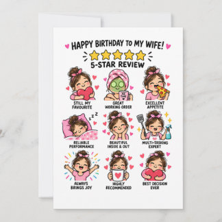 5-sterren verjaardagskaart voor vrouw Funny Huweli Feestdagenkaart