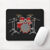 5 stuks drum kit - rode afwerking - drums mousepad muismat (Met muis)