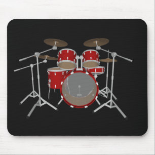 5 stuks drum kit - rode afwerking - drums mousepad muismat