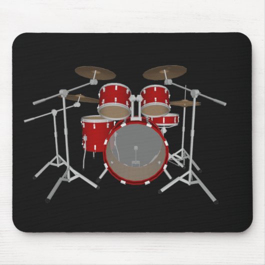5 stuks drum kit - rode afwerking - drums mousepad muismat (Voorkant)