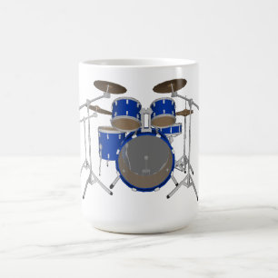 5-stuks trommelkit - blauw - koffie-Mok - drumset Koffiemok