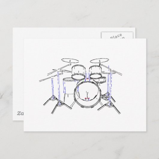 5-stuks trommelkit: markeringstekening: briefkaart (Voorkant / Achterkant)
