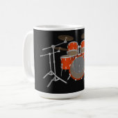 5-stuks trommelkit - Oranje - koffie Mok - drumset (Voorkant links)