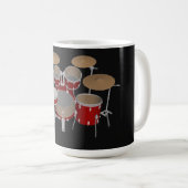 5-stuks trommelkit - Rood - koffie Mok - drumset (Voorkant rechts)