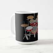 5-stuks trommelkit - Rood - koffie Mok - drumset (Voorkant links)