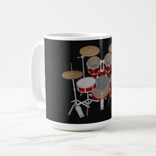 5-stuks trommelkit - Rood - koffie Mok - drumset (Voorkant links)