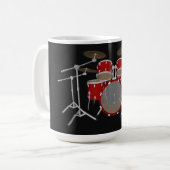 5-stuks trommelkit - Rood - koffie Mok - drumset (Voorkant links)