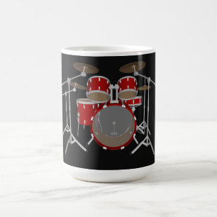 5-stuks trommelkit - Rood - koffie Mok - drumset