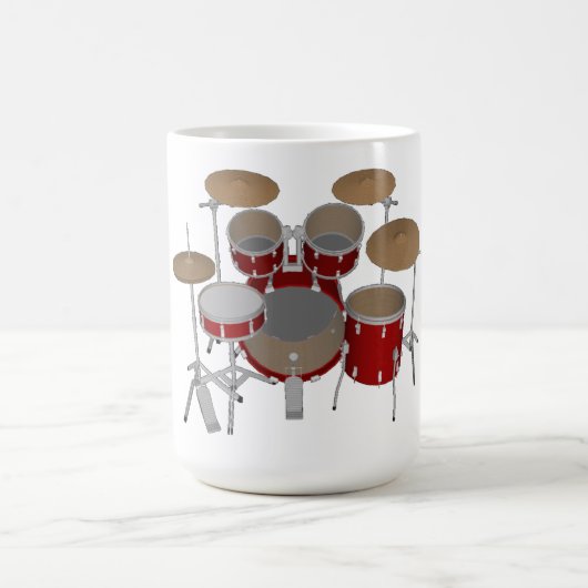 5-stuks trommelkit - Rood - koffie Mok - drumset (Center)
