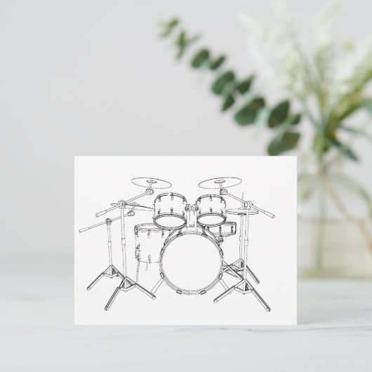5-stuks trommelkit: Zwart-wittekening: Briefkaart (Staand voorkant)
