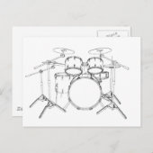 5-stuks trommelkit: Zwart-wittekening: Briefkaart (Voorkant / Achterkant)