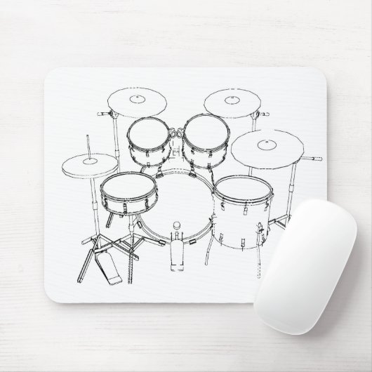 5-stuks trommelkit: Zwart-wittekening: Muismat (Met muis)