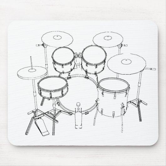 5-stuks trommelkit: Zwart-wittekening: Muismat (Voorkant)