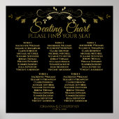 5 Tabel Elegant Gold & Black Wedding Seating Chart Poster (Voorkant)