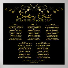 5 Tabel Elegant Gold & Black Wedding Seating Chart Poster