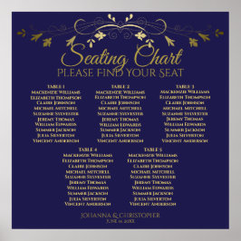 5 Tabel Elegant Gold & Navy Wedding Seating Chart Poster