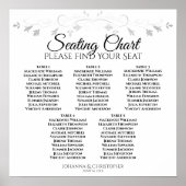 5 Tabel Lacy Silver Filigree Wedding Seding Chart Poster (Voorkant)