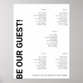 5 tabel Simple White Wedding Seating Chart Poster (Voorkant)