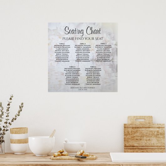 5 Tabel White Reflections Wedding Seating Chart Poster (Keuken)
