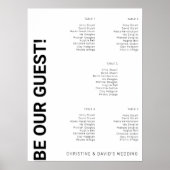 5 tafel Eenvoudige Witte Trouw zitplaatsindeling Poster (Voorkant)