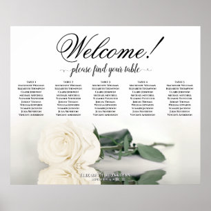 5 Tafel Elegant Wit Rose Bruiloft Zittafel Grafiek Poster