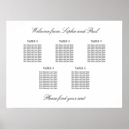 5 Tafel Elegante Minimalistische Zitplaatskaart Poster